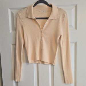 Anthropologie Cream Ribbed Sweater